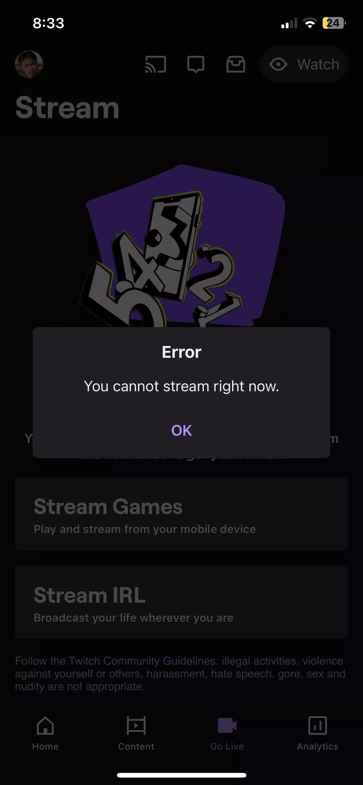 “Error” you cannot streams right now / REPOST posted by Effective-Tax-5566