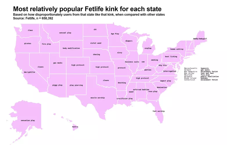 Wisconsin is the state the most into diapers, and Minnesota for ageplay according to Fetlife by neko_daddy