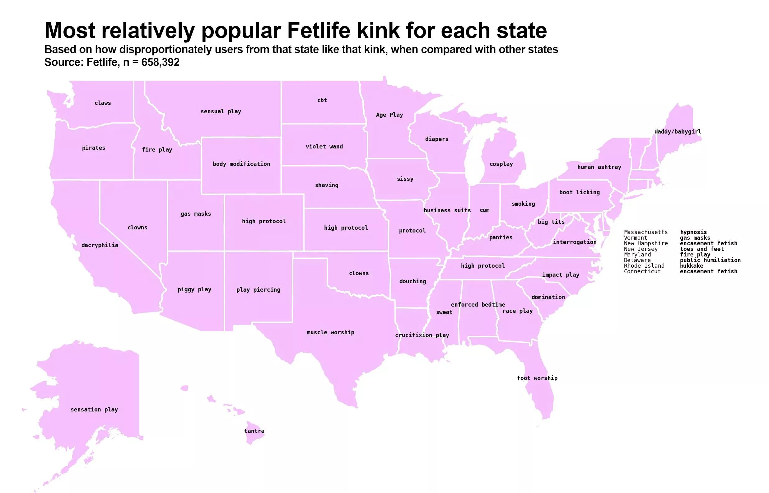 Wisconsin is the state the most into diapers, and Minnesota for ageplay according to Fetlife posted by neko_daddy
