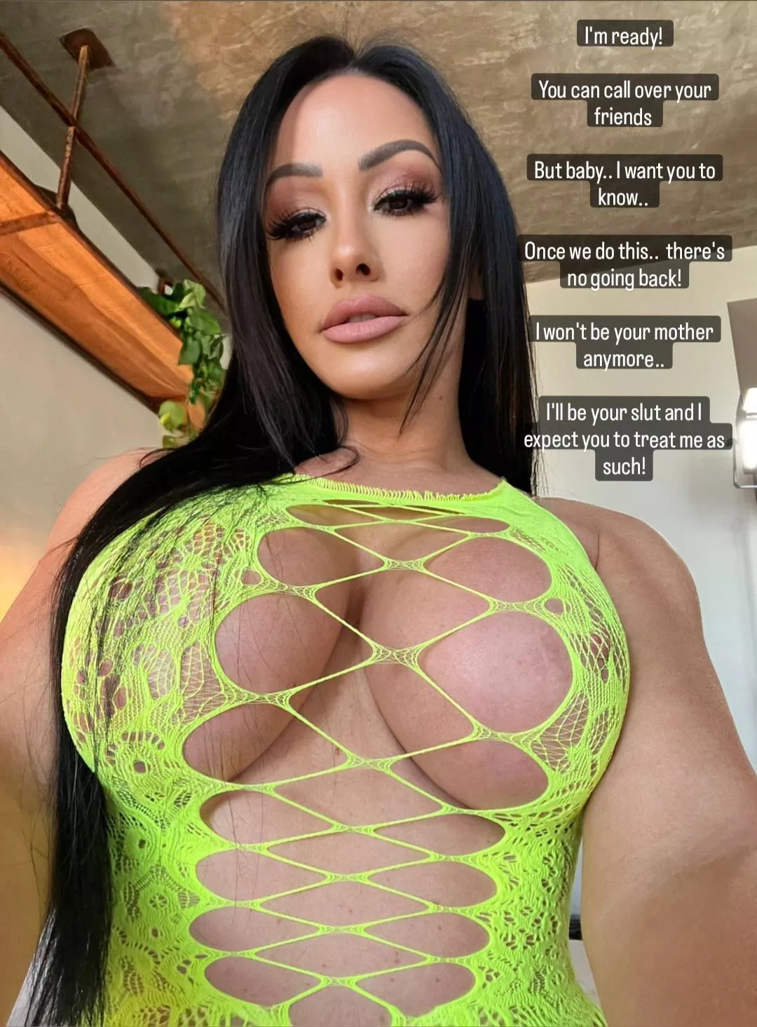 You can call your friends over.. but once we do this, I'll no longer be a mother to you.. I'll be your slut and you better treat me like one posted by guycaptions