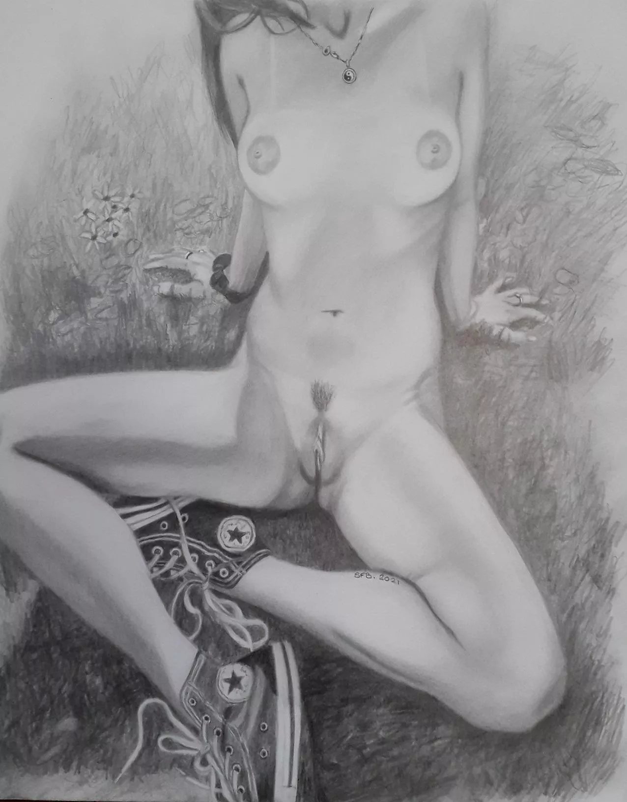 Lazy day (Pencil drawing by me) posted by Erotic_Artist_UK