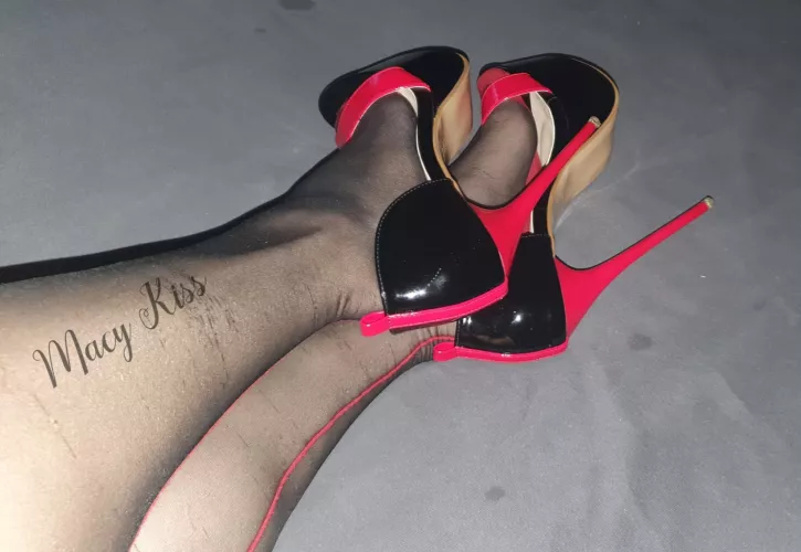 The nylons match perfectly with my heels by MacyKiss