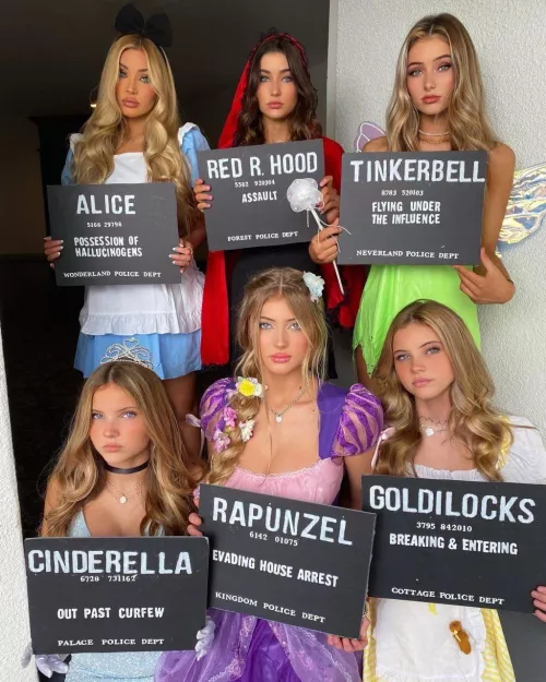 #1 Alice, #2 Red R. Hood, #3 Tinkerbell, #4 Cinderella, #5 Rapunzel, #6 Goldilocks. by sexsells6789