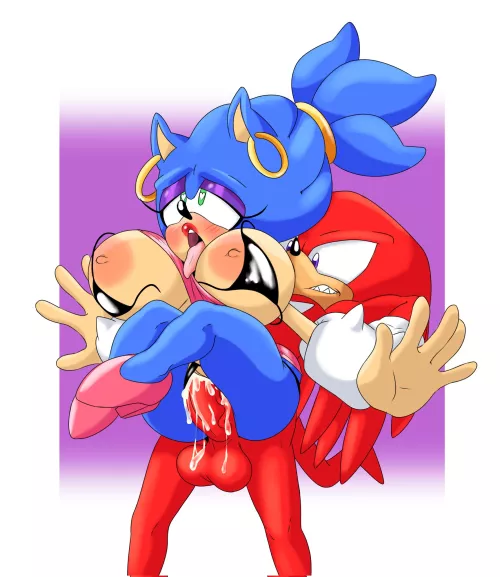 Fresh from the bimbofication machine, Sonikko's friendship with Knuckles has drastically improved (Artist:ShinMayJay/Limederg) by White-Whiskey