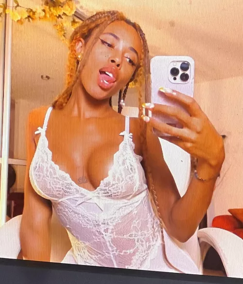 How do you think this white lingerie looks on me? by Inndigo22