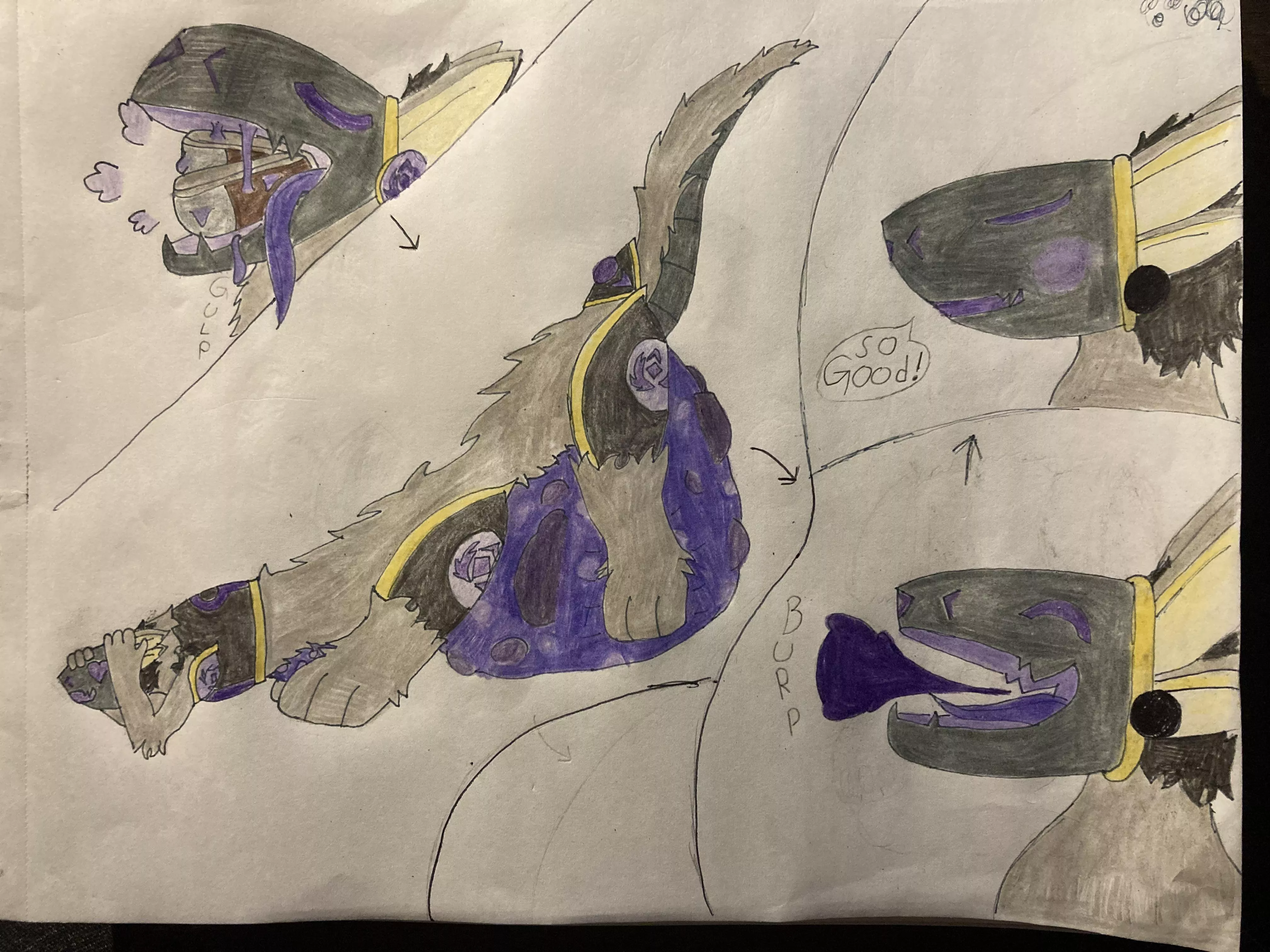 {image} Talion ended up finding some hikers that got lost in the woods. Now there lost in his gut. (Art and OC by Me) posted by YourBoyKnox