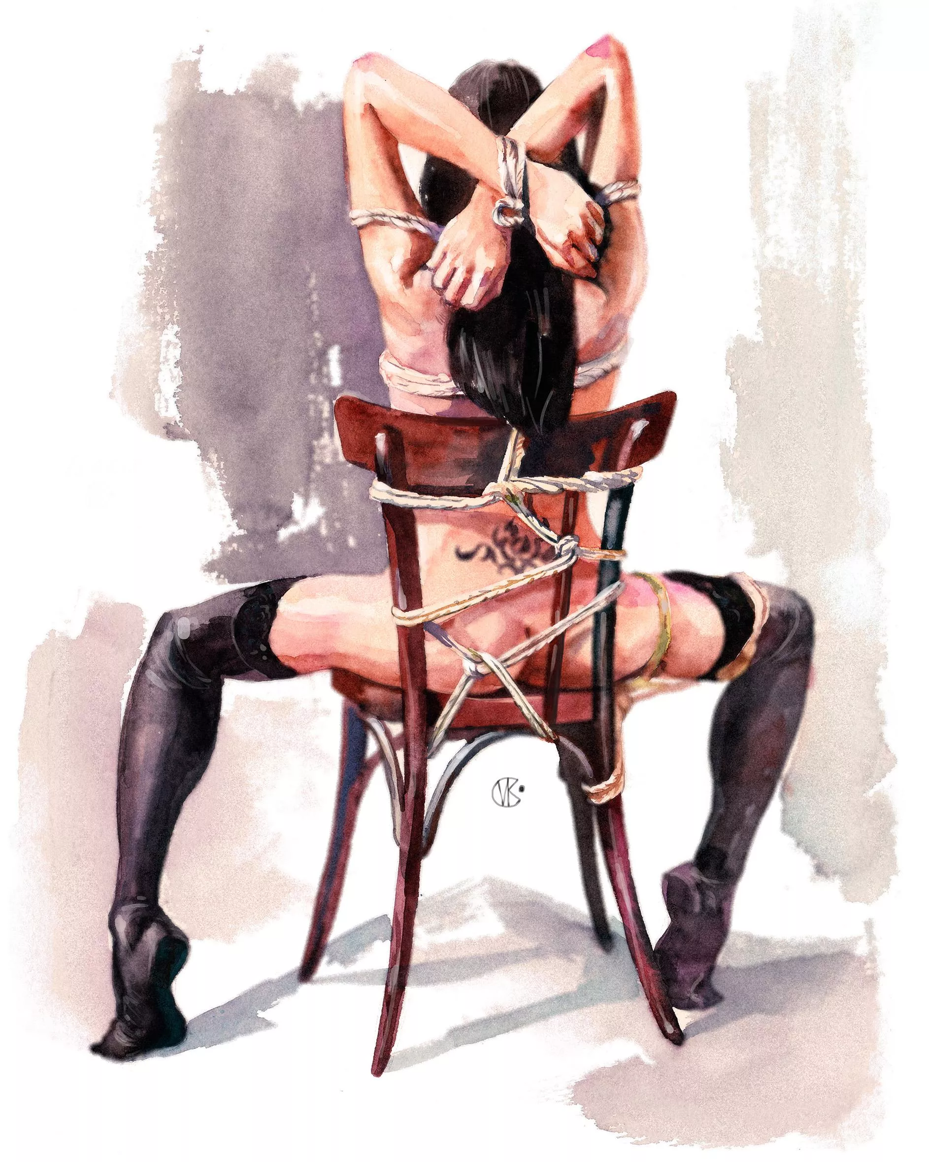 Old chair, watercolor posted by valeria_ko_art