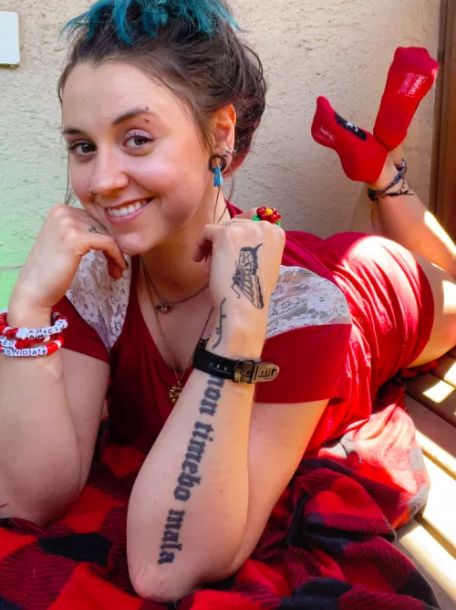 My red socks in the pose by MissArcana