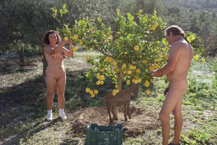 We both in our garden by NakedSunshineCouple