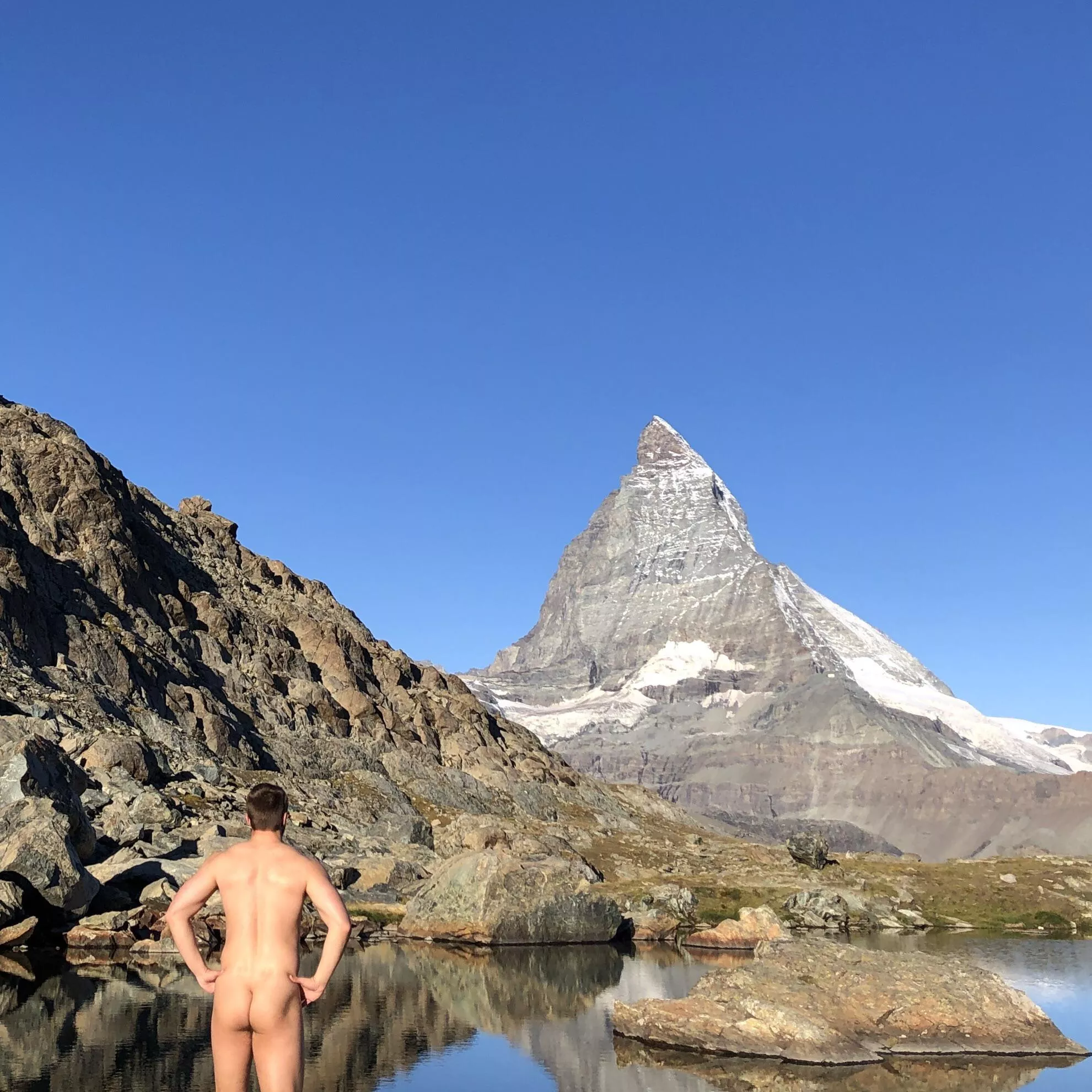 Matterhorn skinny dip at Riffelsee posted by wandering-explorer-