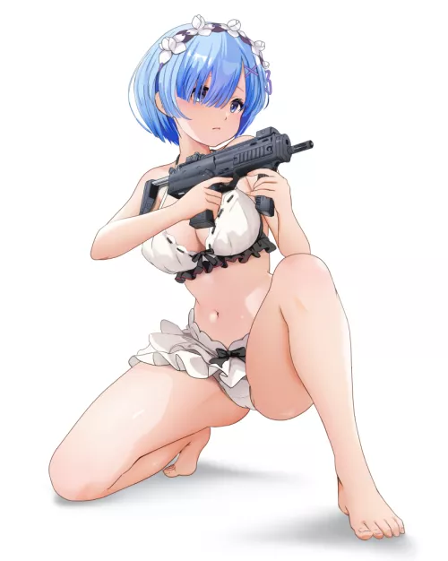 Rem with a gun (Gibun) [Re Zero] by thehentaisupplier