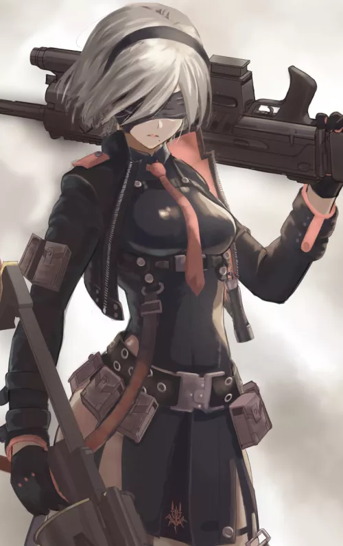 When 2B in Rapi's suit by Hide_on_bursh