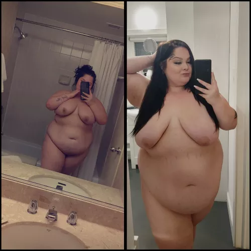 1 year difference 😈 I've almost doubled in size but the bigger the better right ? 😜 by Geminijune97