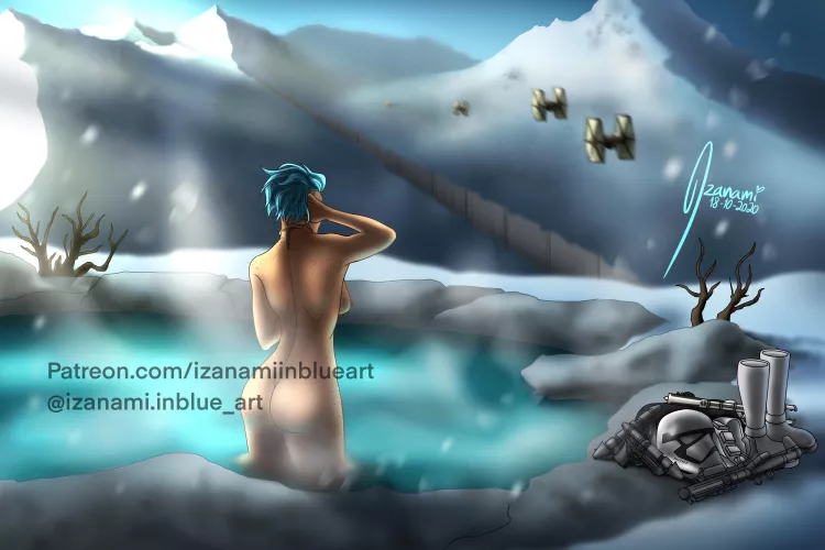A warm spring bath in the winter. Comm I did for my Star Wars lover and naturists friend. Cuz even in fanfics we can express that naturism love by izanamiinblueart