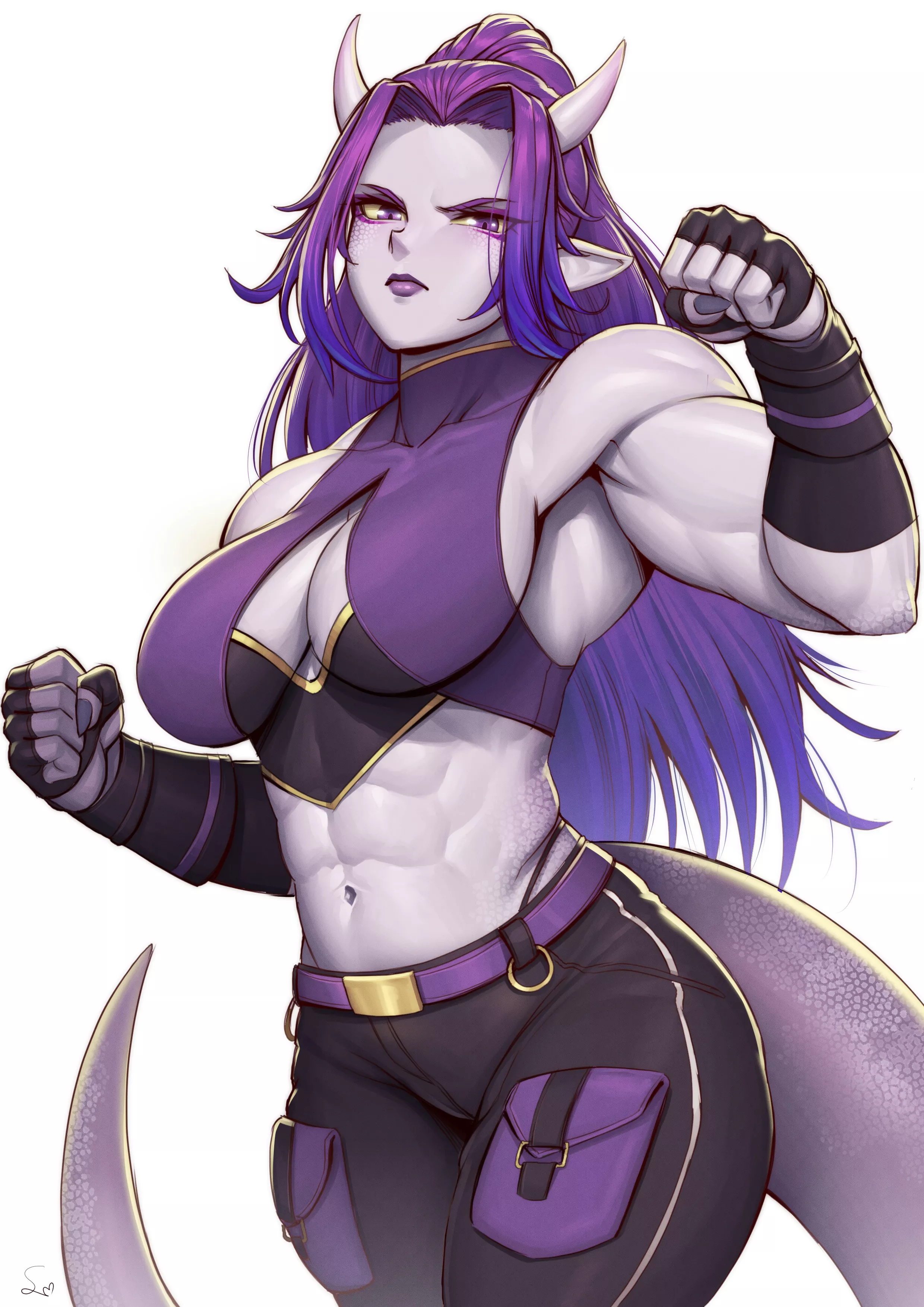 Muscular demon girl punch [Artist: SpeedL00ver] posted by ComaOfSouls