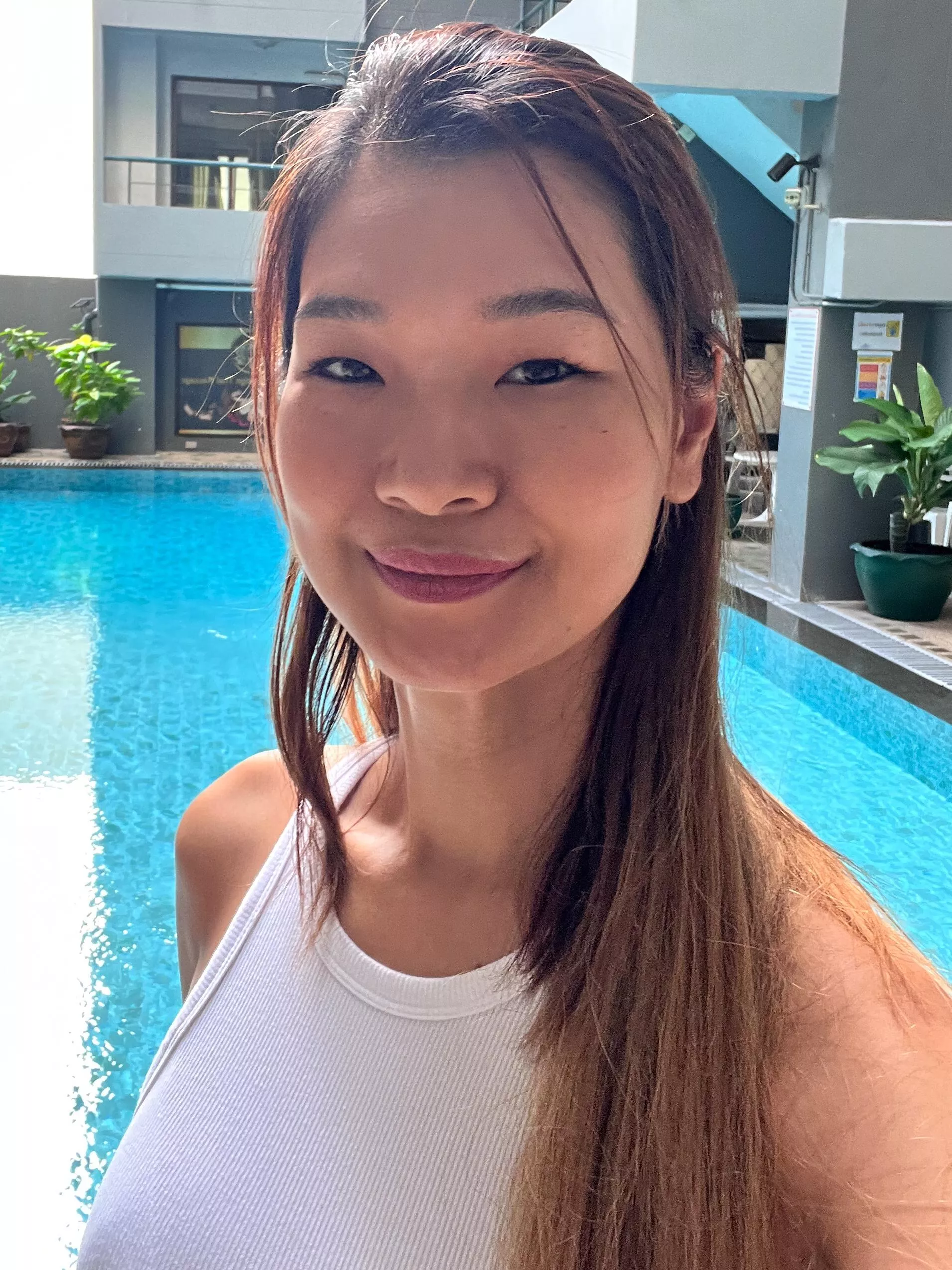 Pool selfie today but too hot to swim 😀 posted by Tickypose