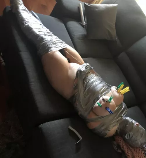 Throwback to fucktoy’s first ever mummification session. by wybozz