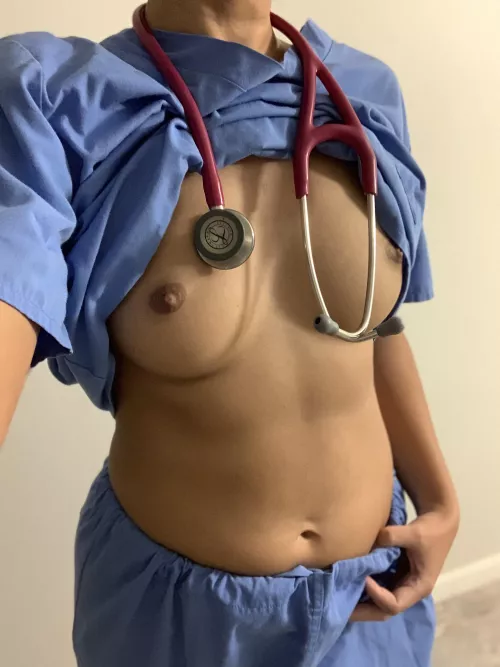 50/50 chance I’ll be wearing a bra under these baggy scrubs by Emily_Innocent