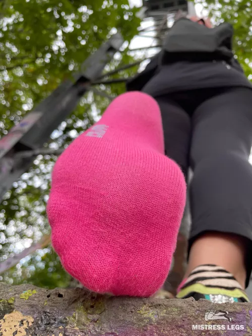 My pretty feet in pink socks by MistressLegs