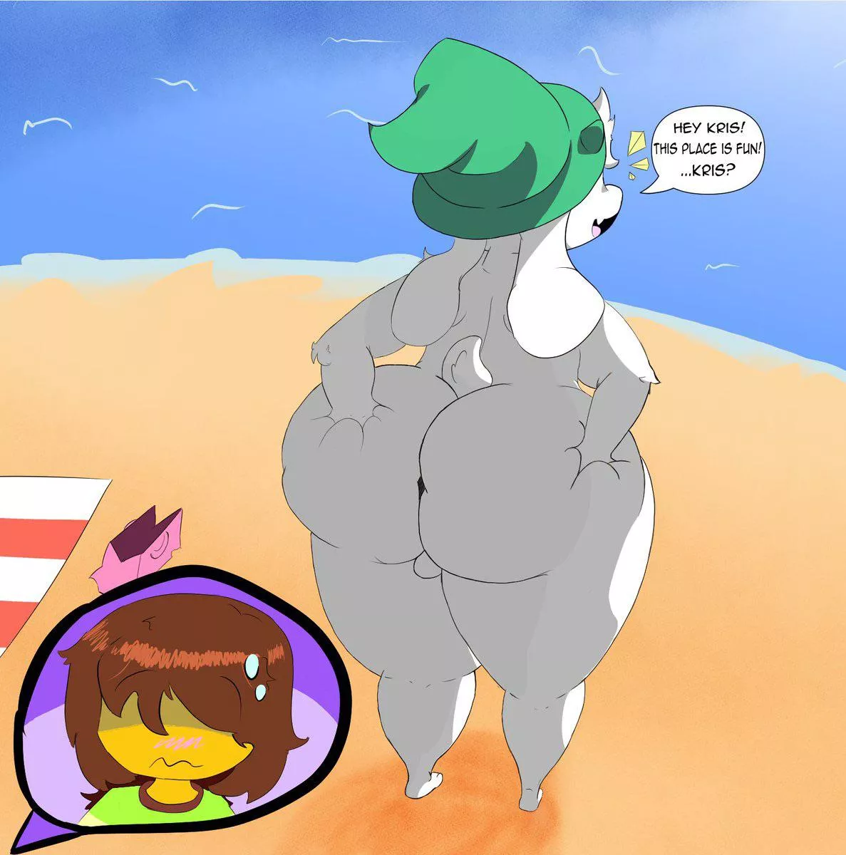 [Ralsei] and [Kris] take a trip to the beach posted by HappySlappedByA