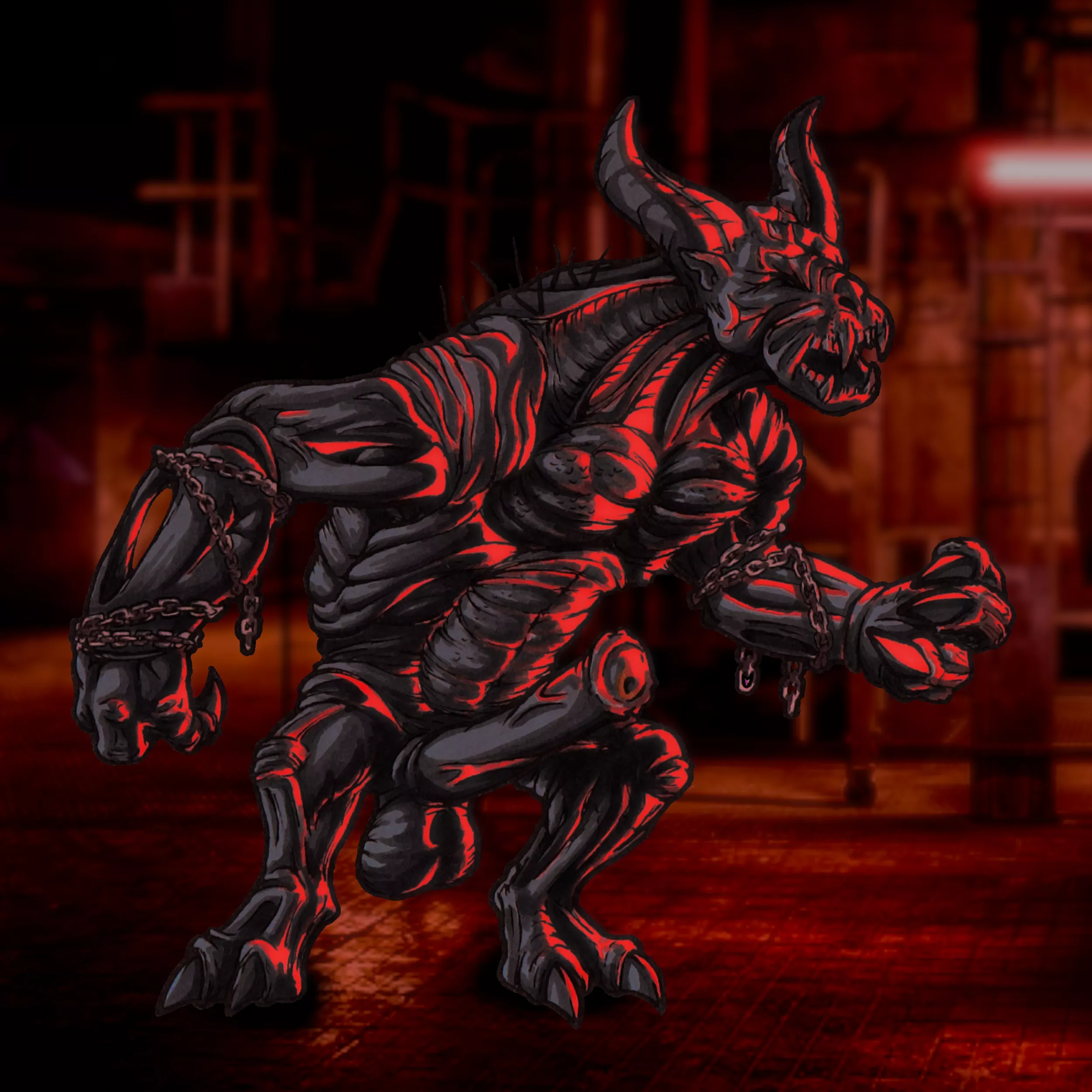 Something dark and girthy this way comes... (Markers and ink, digital BG, art by me) posted by divine_dark_soul