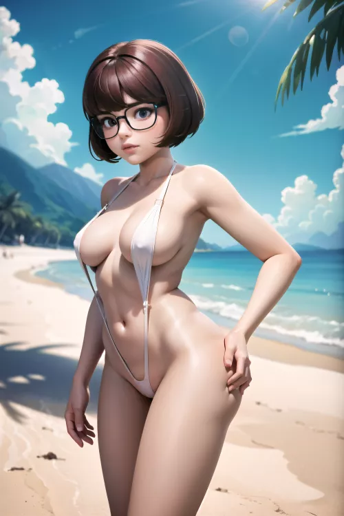 Velma at the Beach - Stable Diffusion - [OC] by HowdyPardnerOG