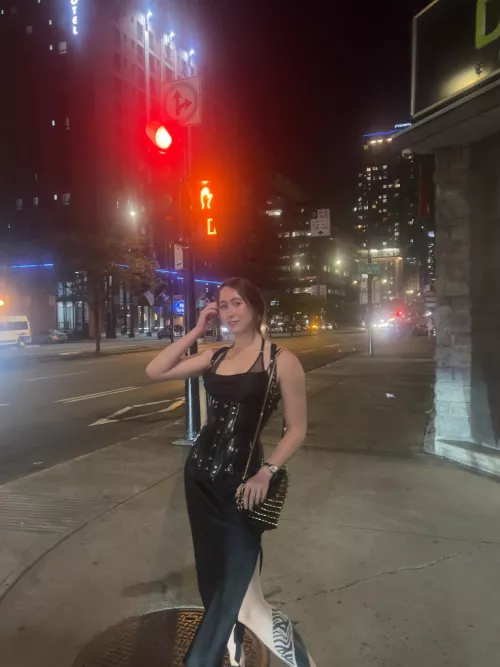 A night on the town in my heavy rubber corset by LATEXnCHILL