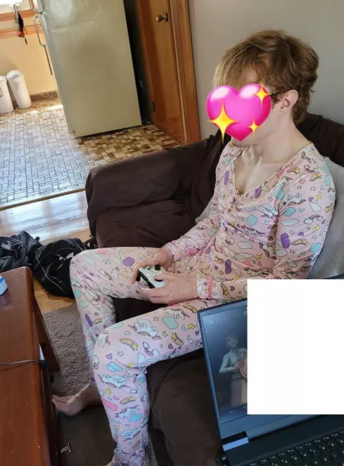 Blissfully playing videogames in a pretty little onesie ❤️ by 2InchPussyBedwetter