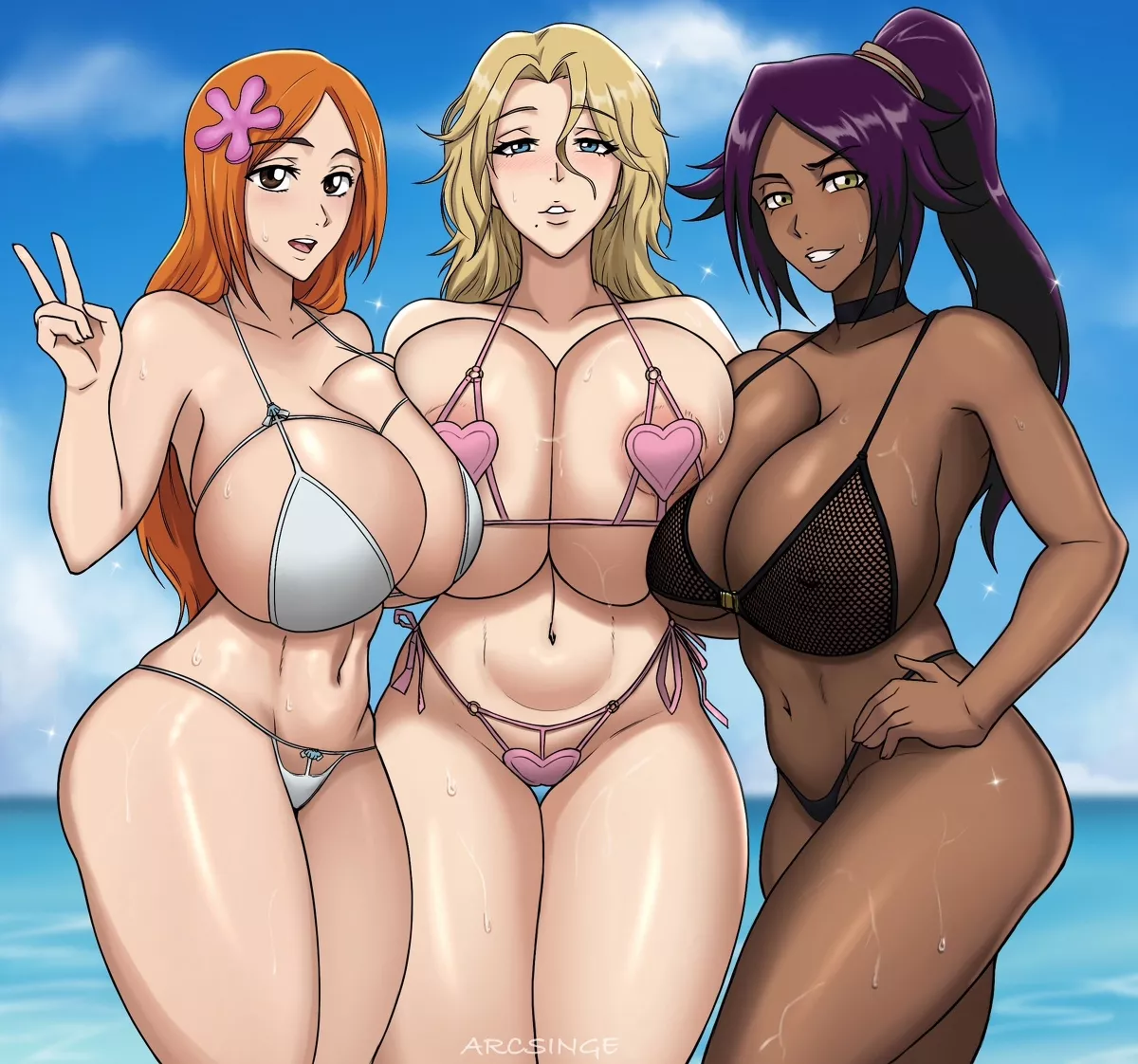 Orihime, Rangiku and Yoruichi (Arcsinge) posted by PMatty73