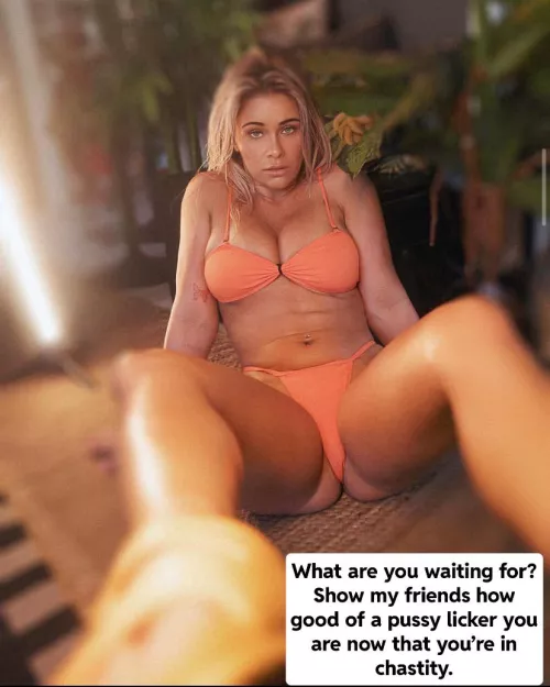 She made you demonstrate on her what desperation for an orgasm does to a man’s oral skills. by Kittyward74