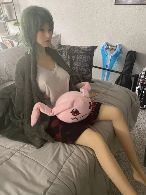 I’ve had her for 4 months now, I still can’t decide on a name! It’s been cozy, I just want to show her off. 😊 by BookkeeperWooden390