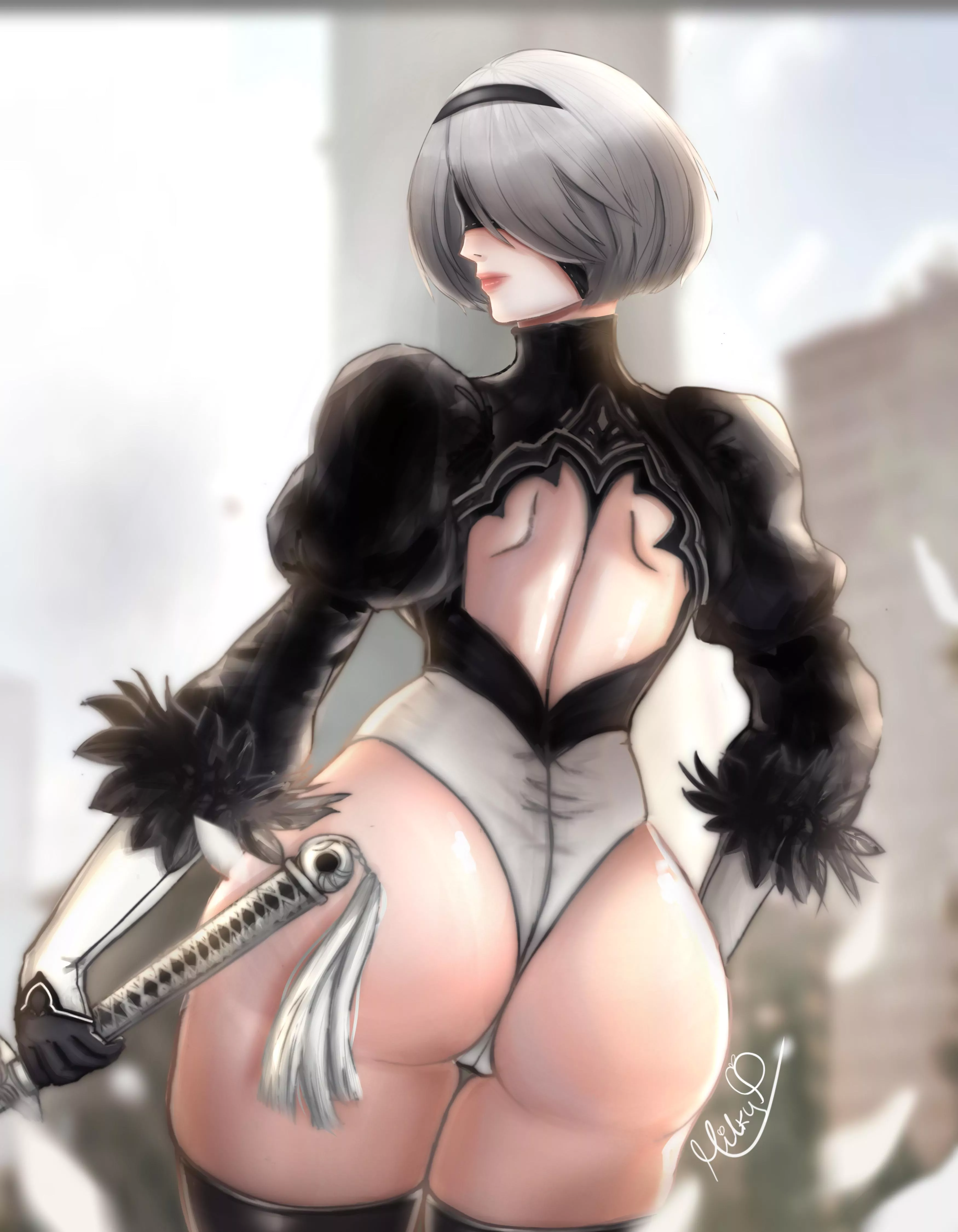 2B looks down at you (MilkyPeach_) posted by MilkyPeach_
