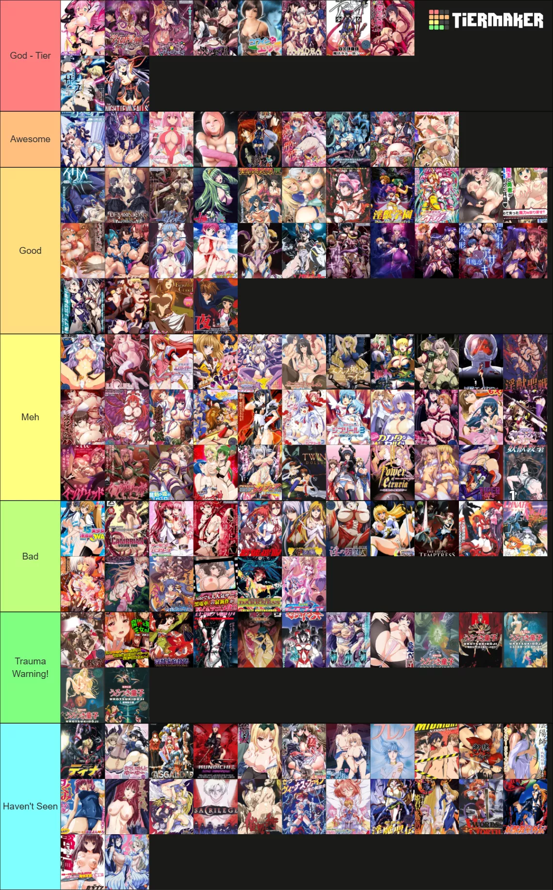 The one and only Tentai Anime Tier List: posted by dave_thenerd