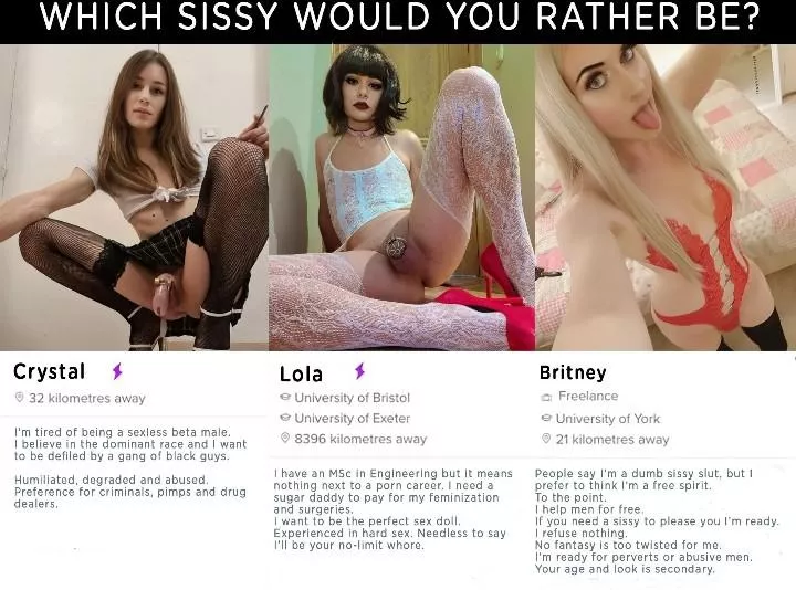 Which SISSY SLUT would you rather be? and why? posted by nightcross473