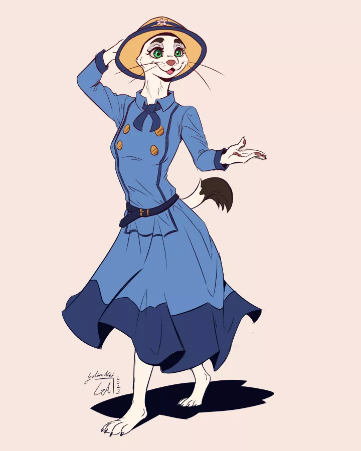 I drew a little stoat lady :D posted by Galinn-Arts