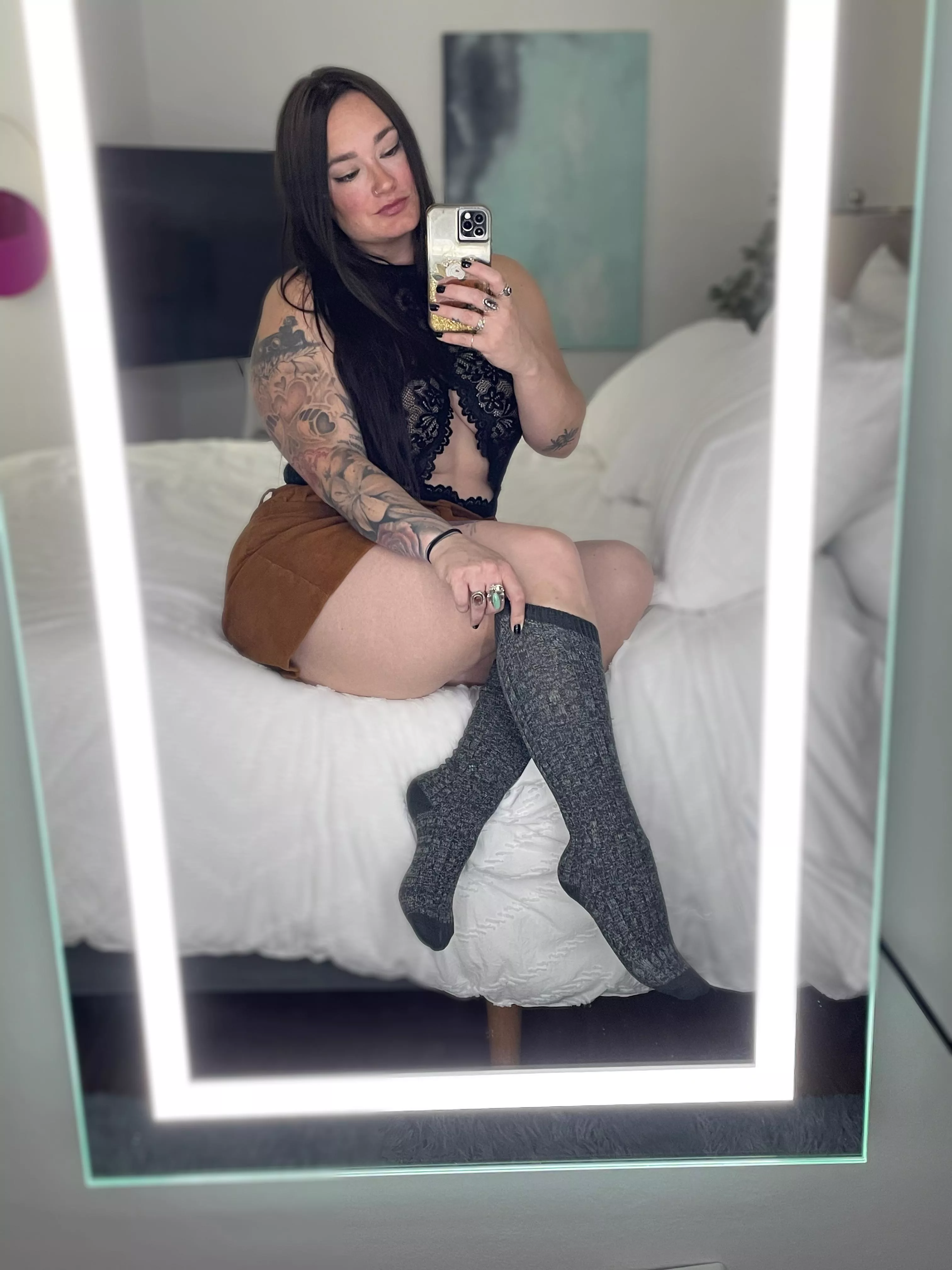 Knee socks + courderoy skirt = lethal combo 🥵 posted by DreaJayde444