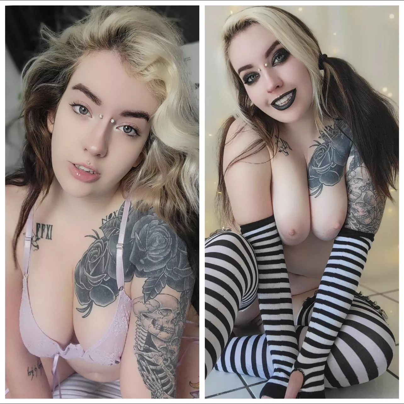 Natural vs all gothed up 🖤 posted by ValerieVampyr