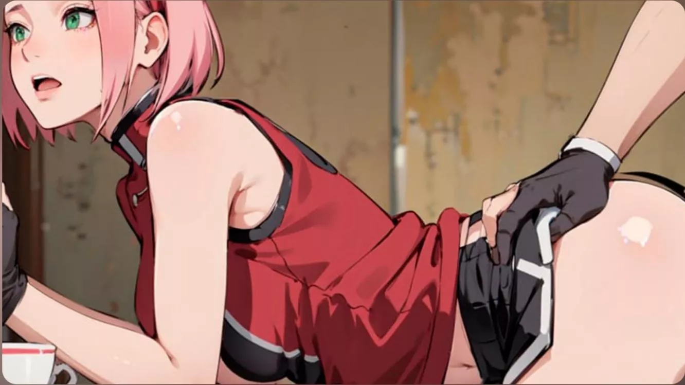 LF Color Source: Naruto, Sakura Haruno, open mouth, sex from behind, hands on wall, hand on hip posted by CrimsonFckr73