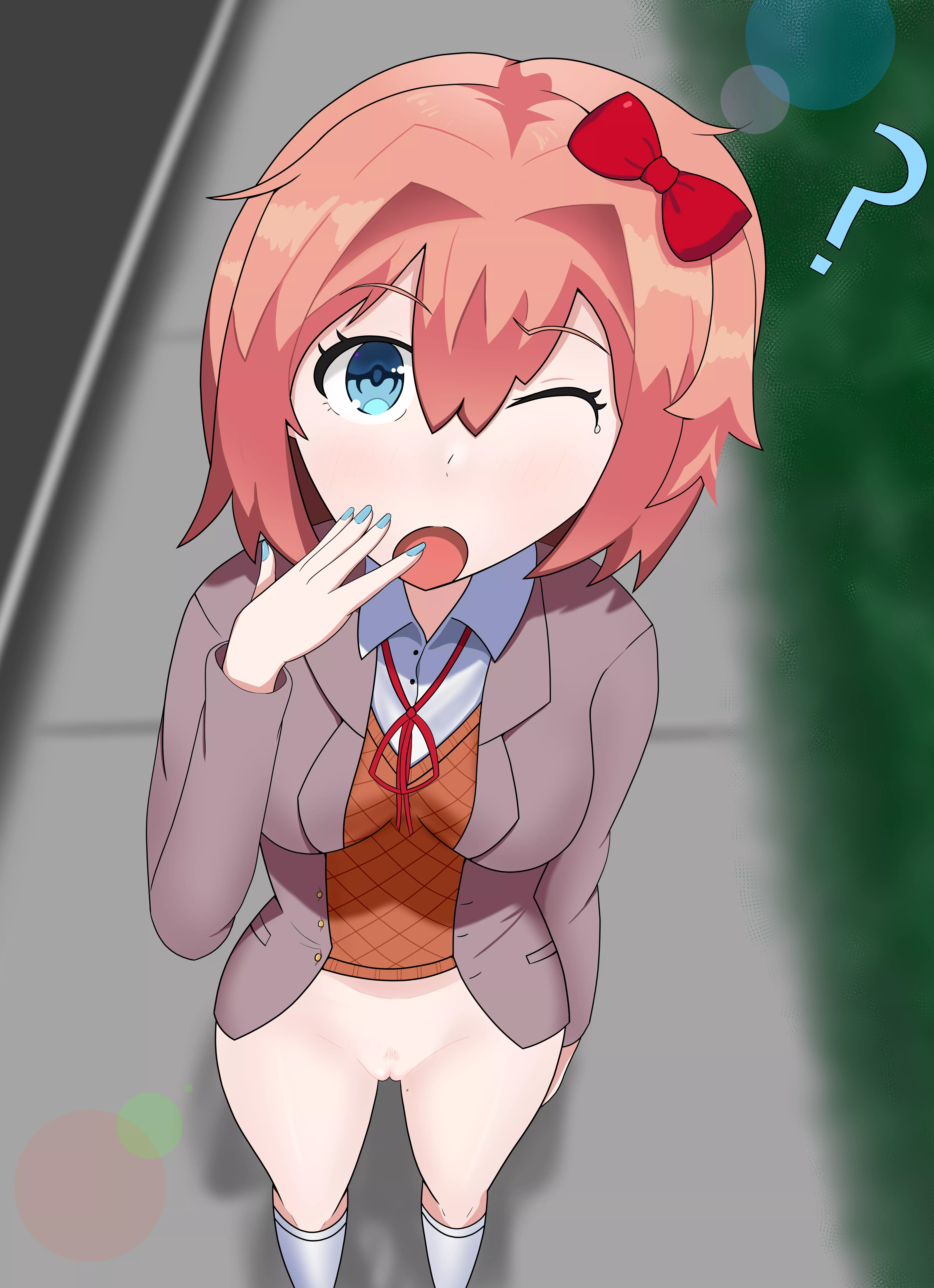 (OC) Sleepy Sayori forgot something.. Will you remind her or not~? posted by Epiknis303