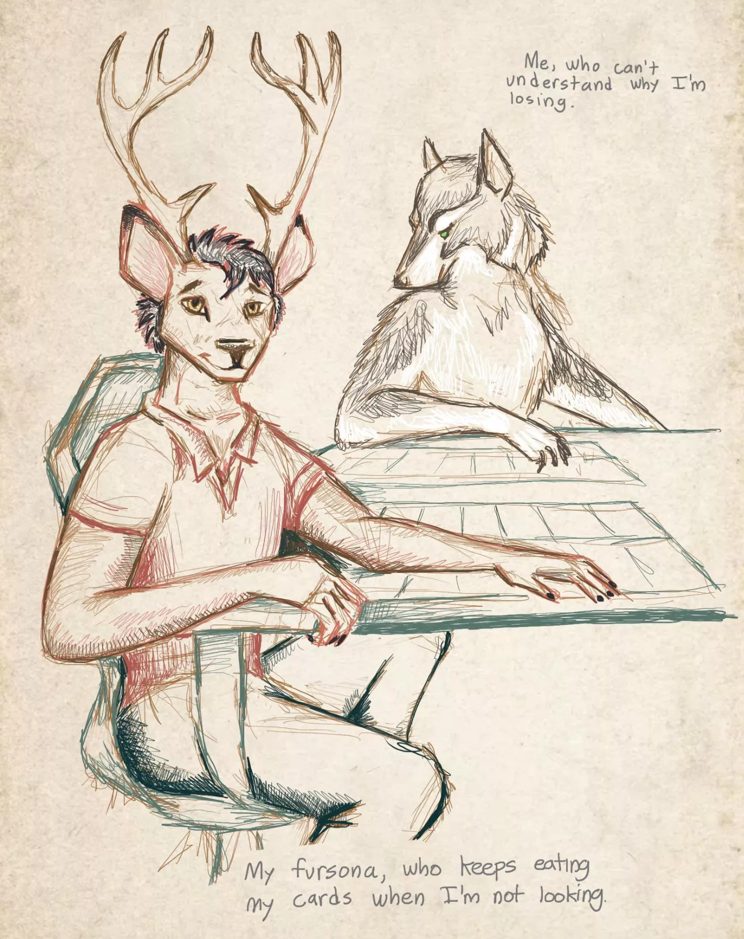 Playing YuGiOh with My Fursona (meme-inspired) posted by ChequeRoot