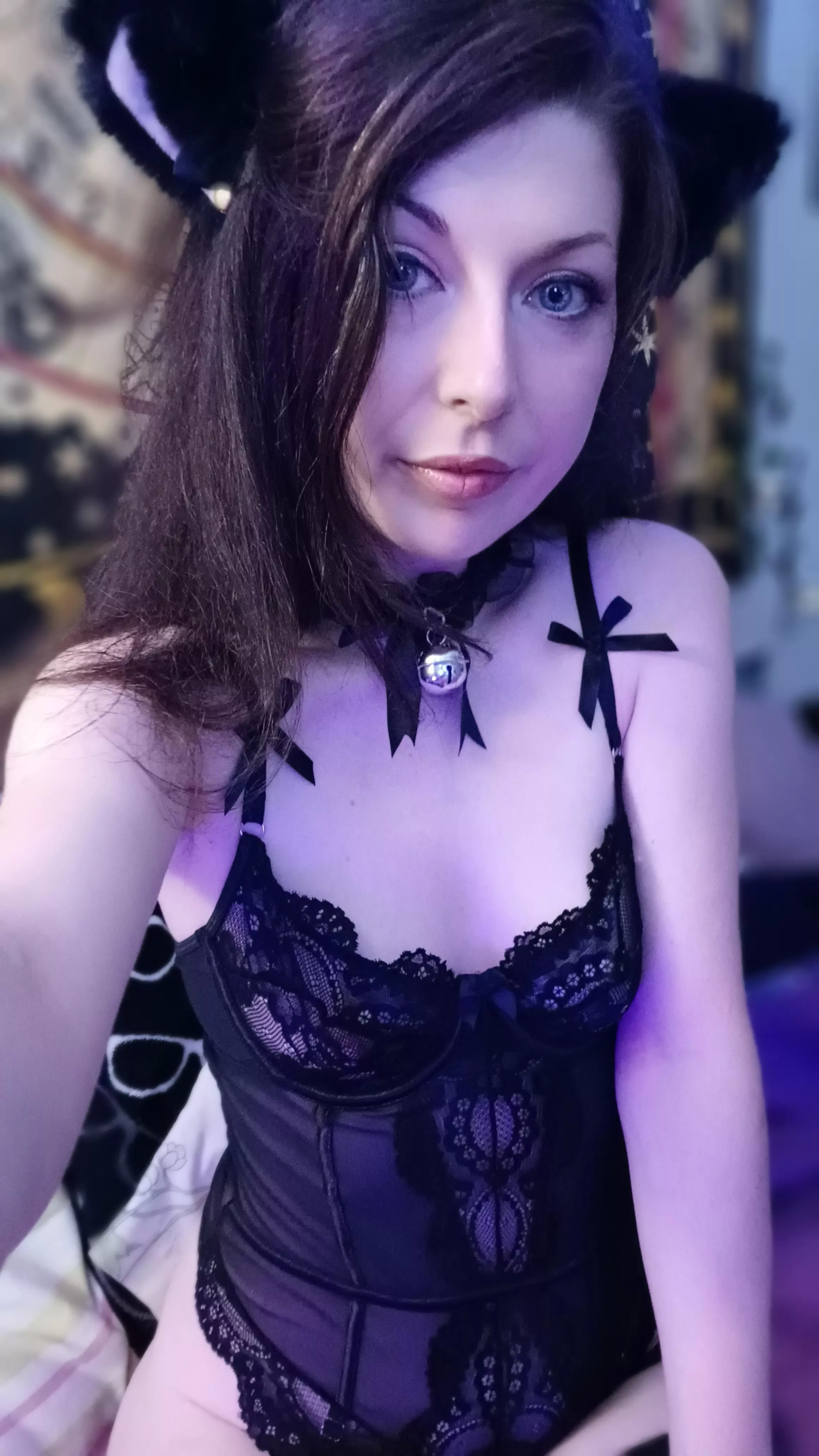 this ones my fave because of the little bell! 🐈‍⬛🌸✨ posted by starlitsirenx