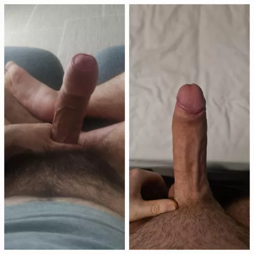 U/appearentlybig1915 (left) beat me in a comparison, he's longer and thicker than me by hornythrowaway94837