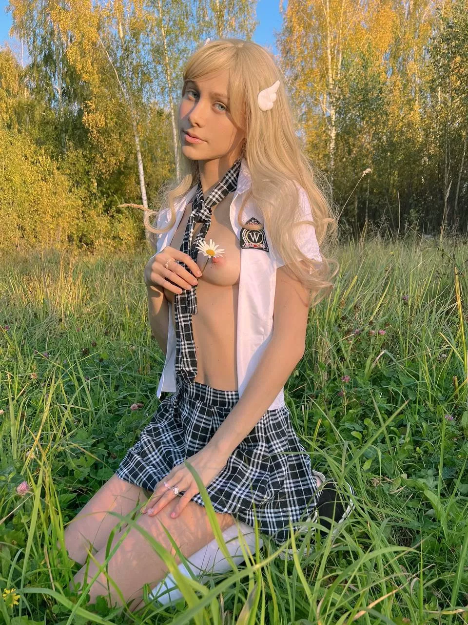 blond slim girl with a skirt drowrangel posted by collosiusequinox
