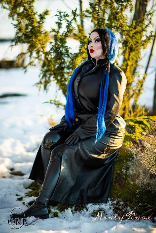 My long leather jacket, gloves and boots 😈🖤 by MintyKnoxxx