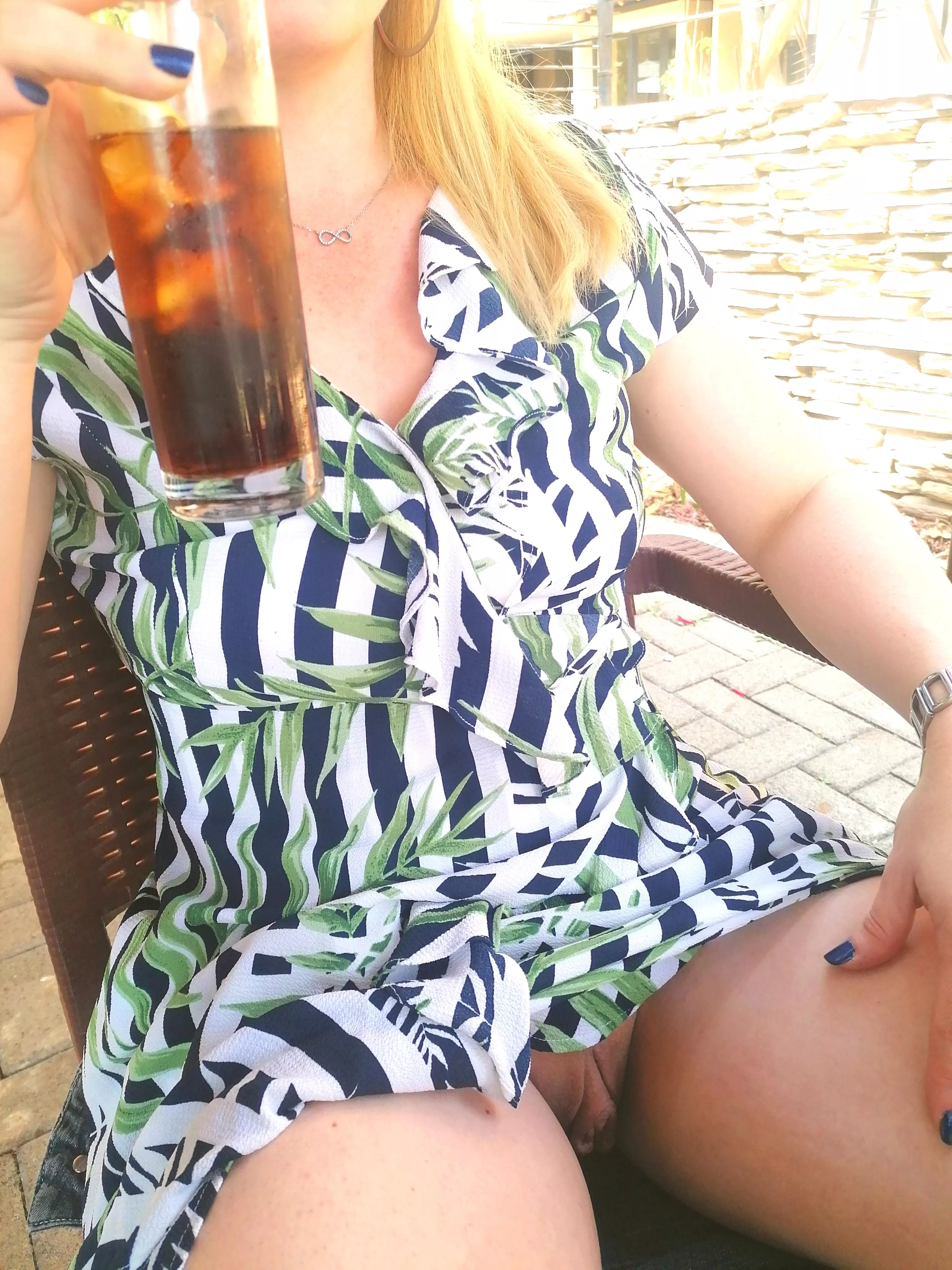 Care to join me for a drink in my favourite outdoor restaurant? OC. NSFW posted by Mysterious68138