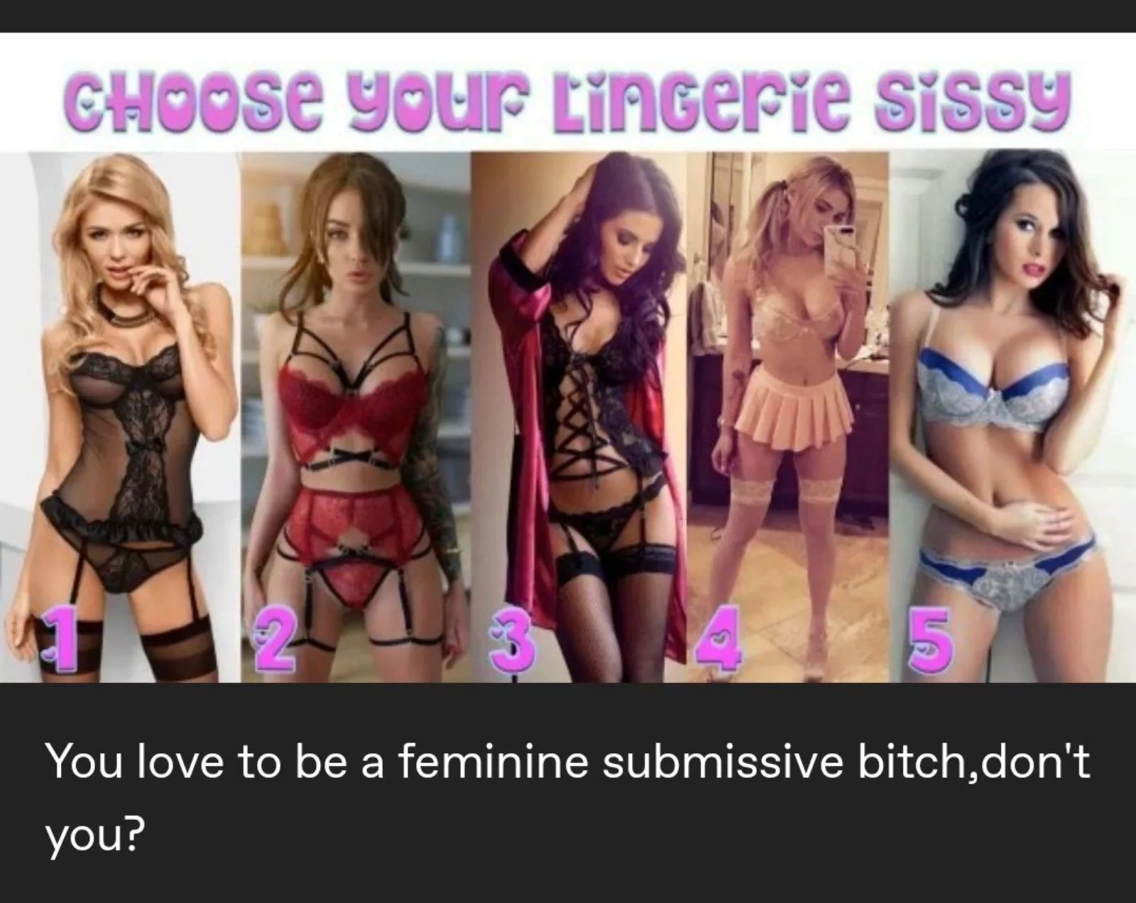 Wear lingerie like a good feminine submissive sissy posted by sissysubinca