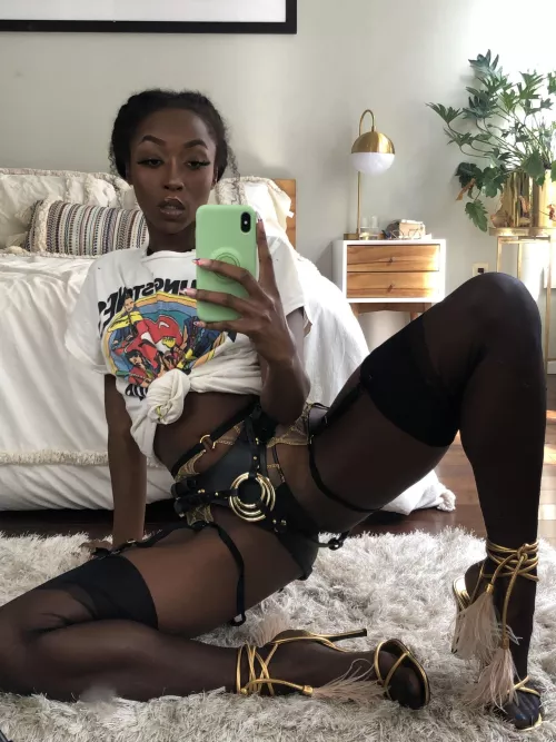 I love mixing garters, stockings, and leather. ;) by thetashablack