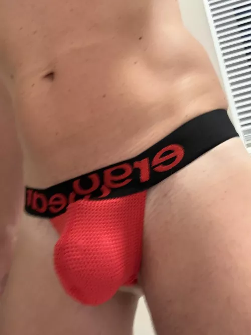 Red thong to hold the nub in place by KyLockedJock