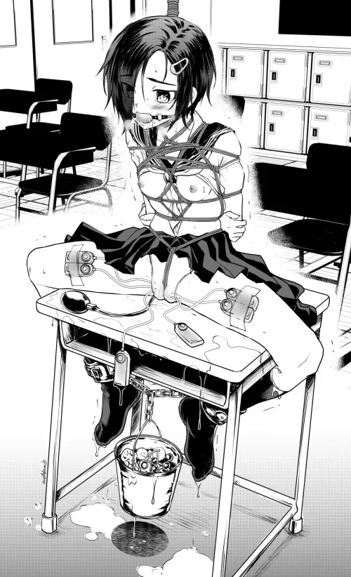 Stay here and be a good girl, if your quiet maybe the janitors won't notice your here tonight. See you in the morning slut. by SirWasCorrupted