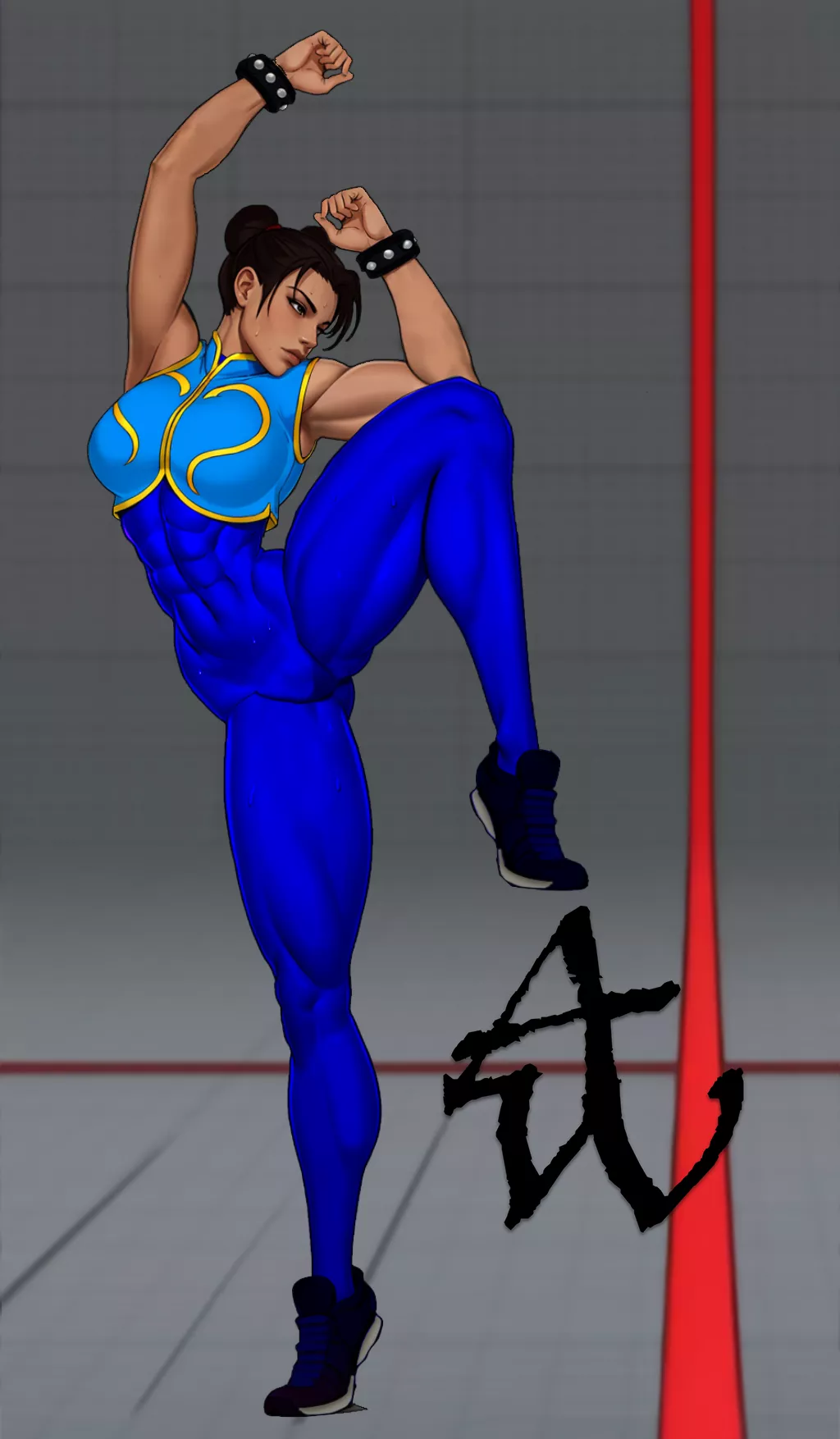 [Artwork] by (Abel_Waters) Chun Li working up a sweat. 💪 posted by Abel_Waters